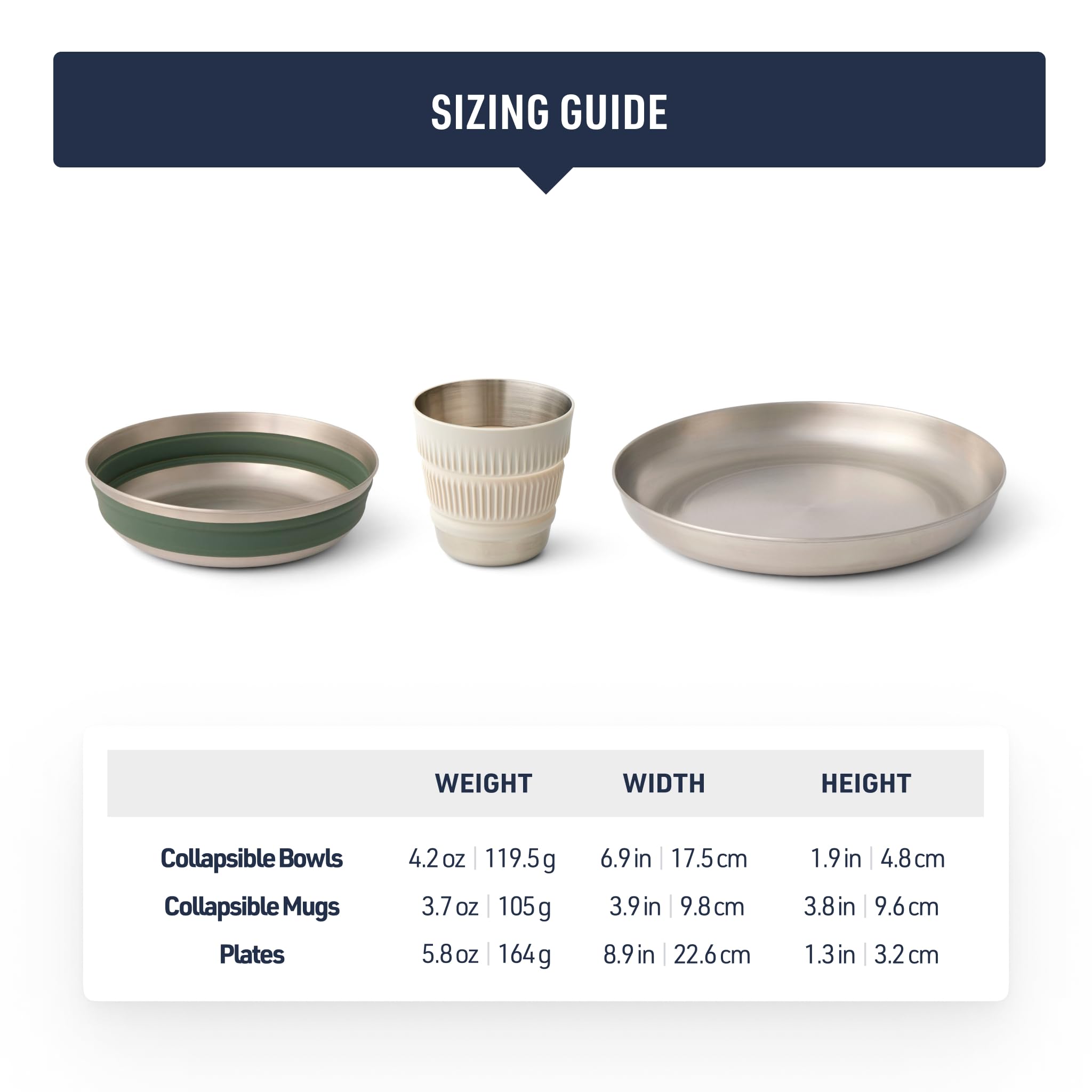 Sea to Summit Detour Stainless Steel Collapsible 2 Person Camp Dinnerware Set (2 Plates, 2 Bowls, 2 Mugs) - Image 5