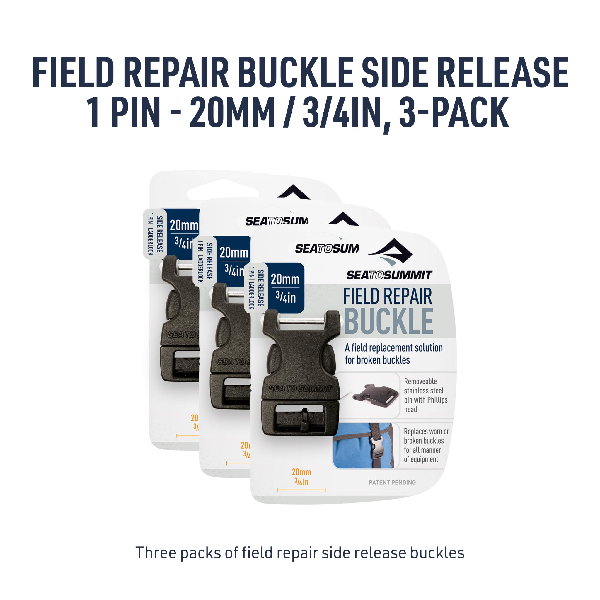 Sea to Summit Field Repair Buckle - Side Release, 1 Pin, 3-pack - Image 6