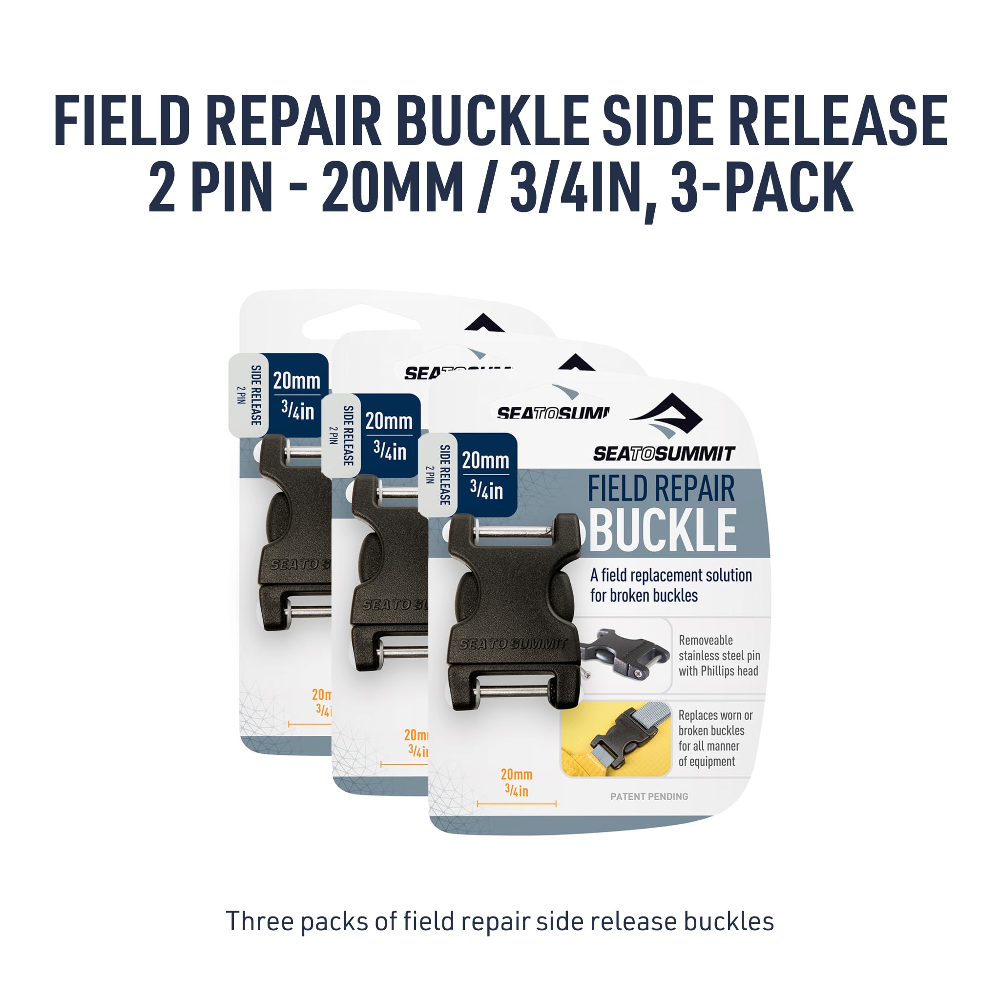 Sea to Summit Field Repair Buckle - Side Release, 2 Pin, 3-pack - Image 6