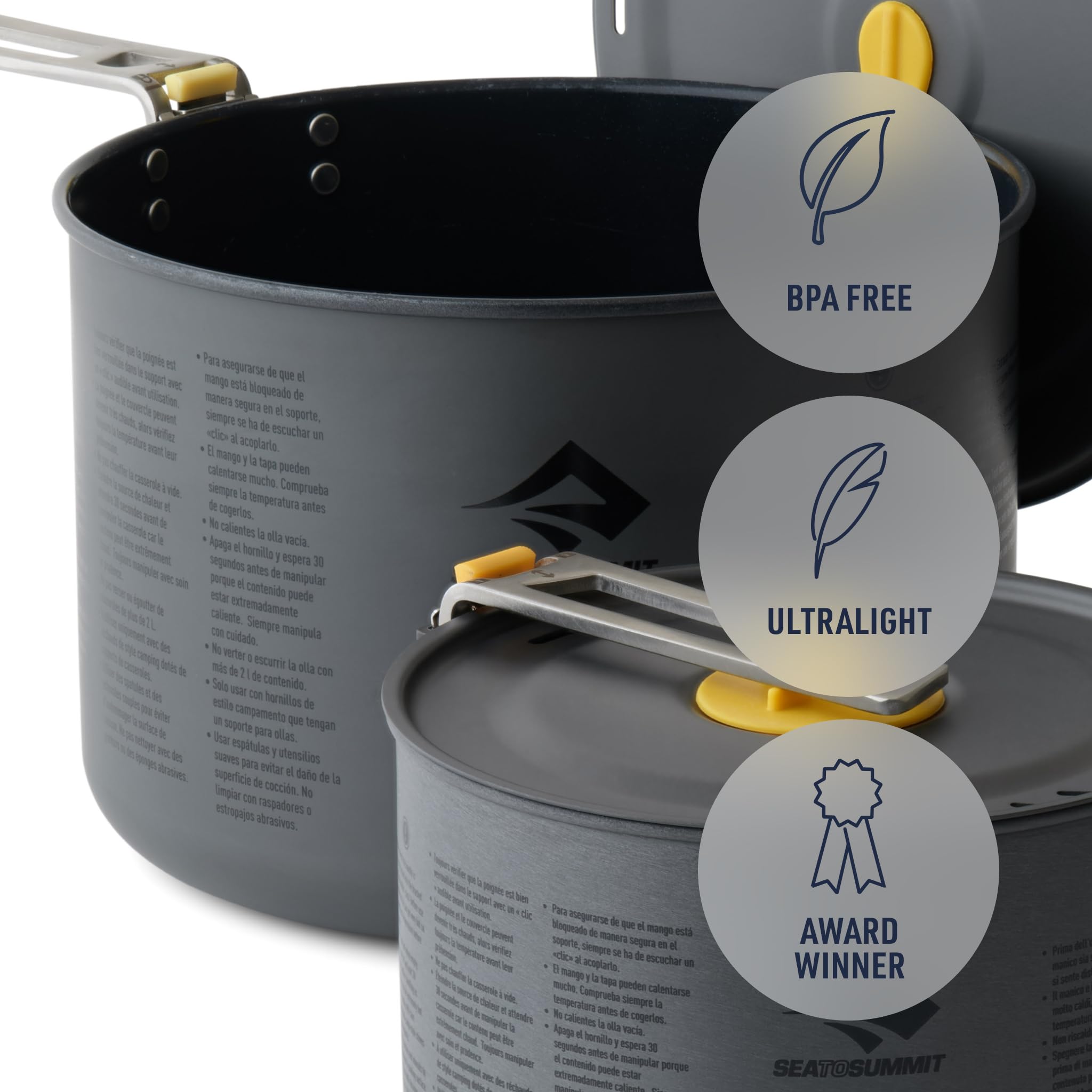 Sea to Summit Frontier Ultralight Two Pot Set for Camping, 1.3-Liter Pot and 3-Liter Pot - Image 4
