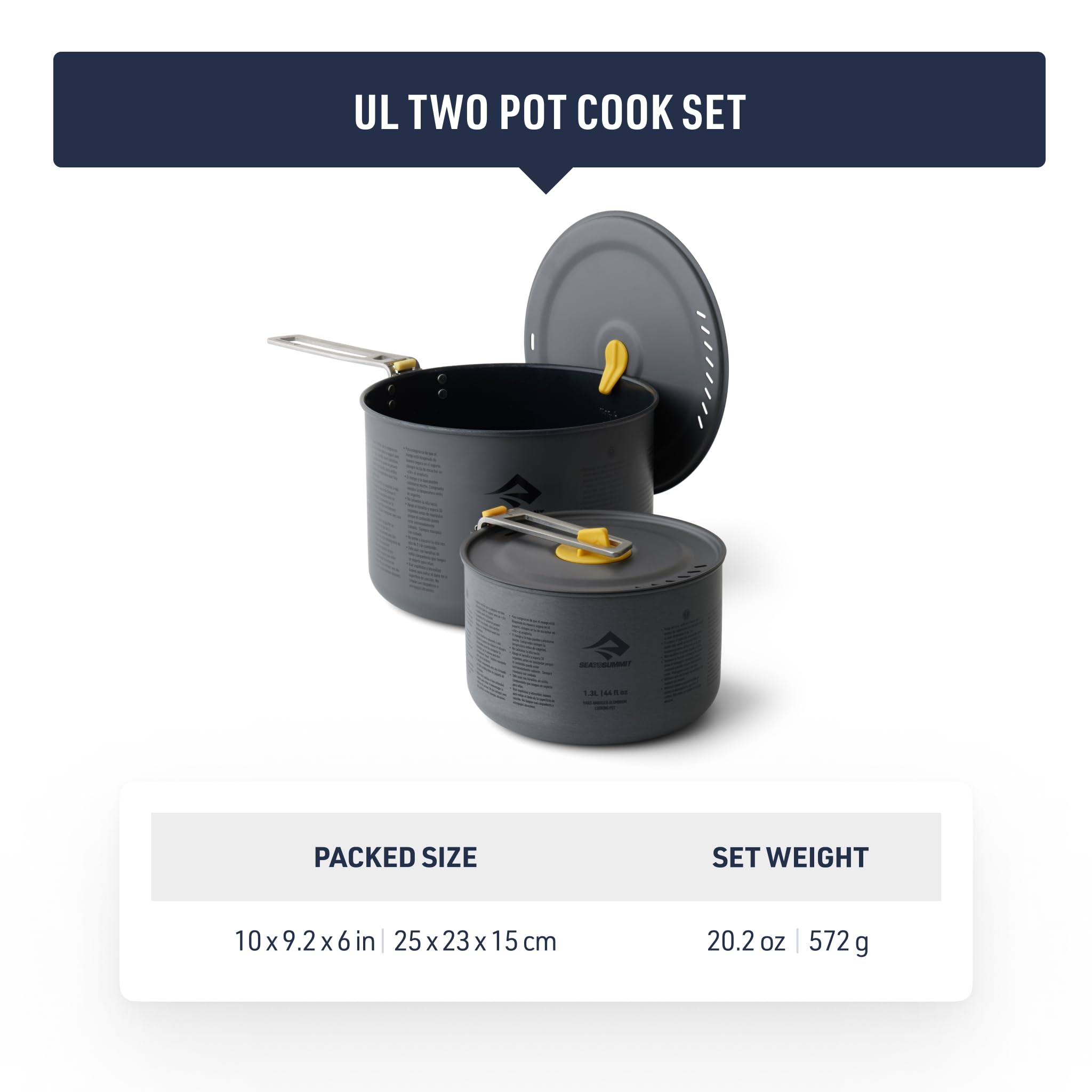 Sea to Summit Frontier Ultralight Two Pot Set for Camping, 1.3-Liter Pot and 3-Liter Pot - Image 5