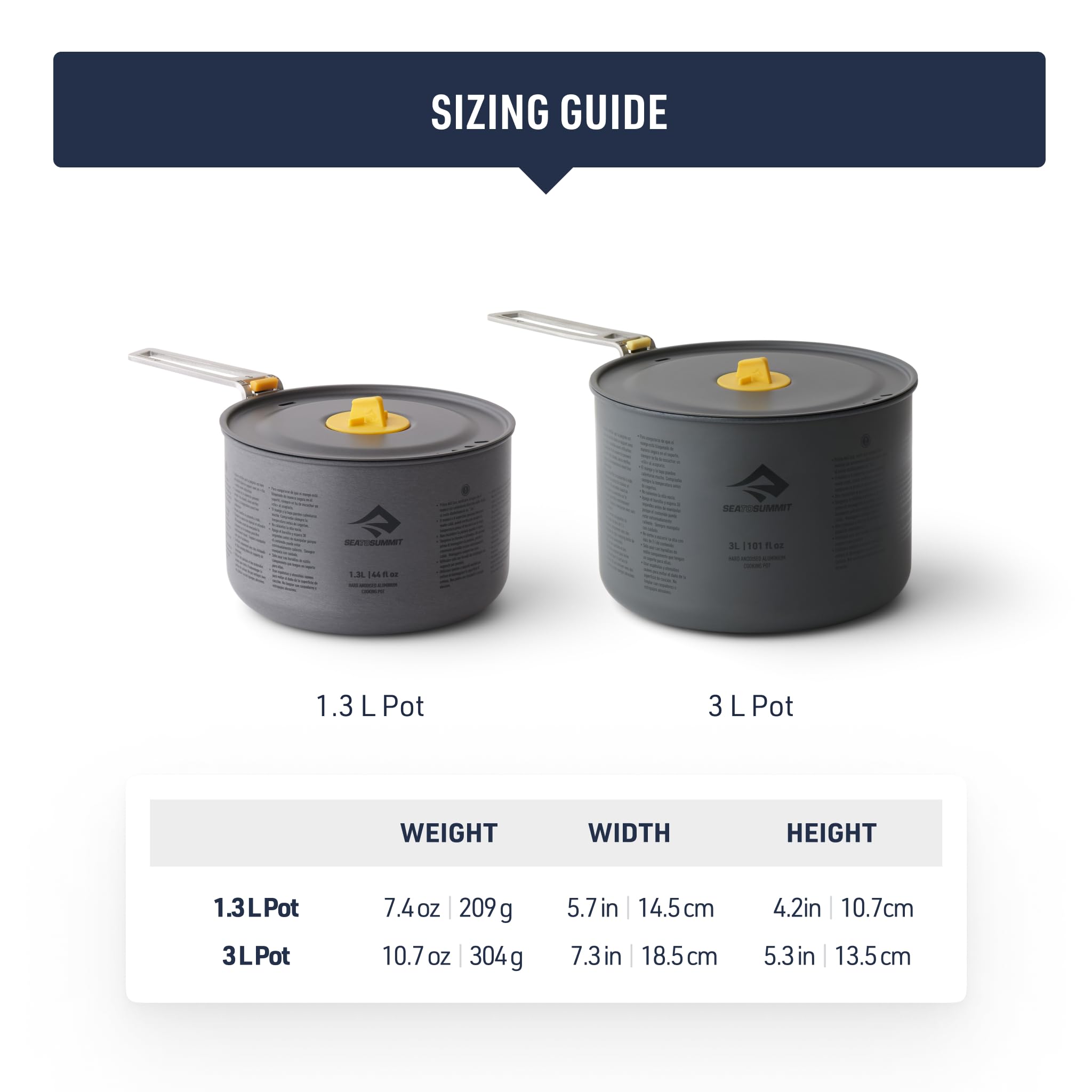 Sea to Summit Frontier Ultralight Two Pot Set for Camping, 1.3-Liter Pot and 3-Liter Pot - Image 6