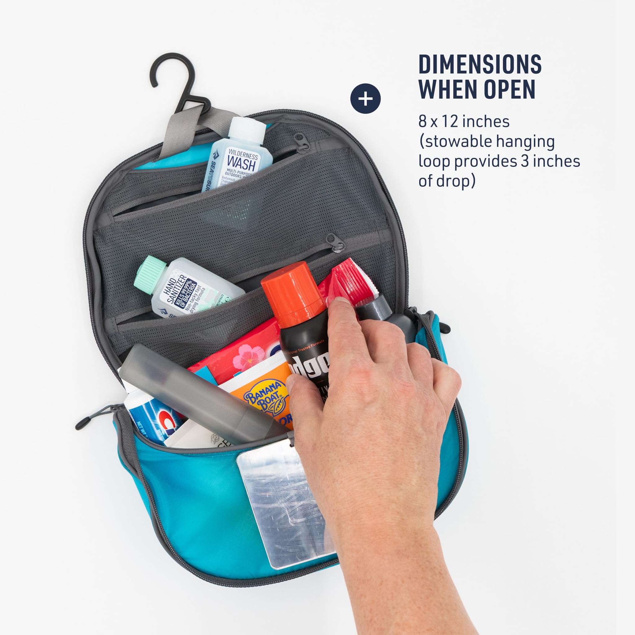 Sea to Summit Small Hanging Toiletry Bag, Extra Compact Travel Organizer for Minimalist Adventures, HighRise Grey - Image 3