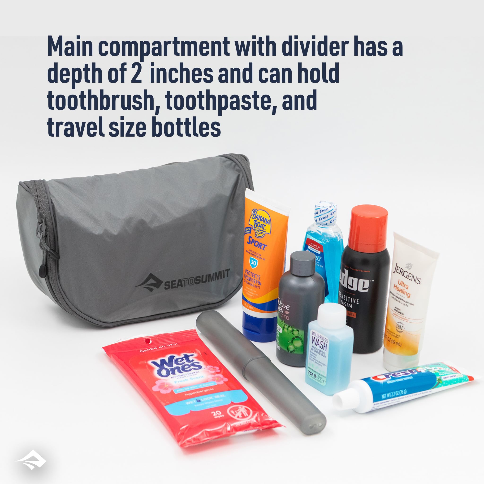 Sea to Summit Small Hanging Toiletry Bag, Extra Compact Travel Organizer for Minimalist Adventures, HighRise Grey - Image 4