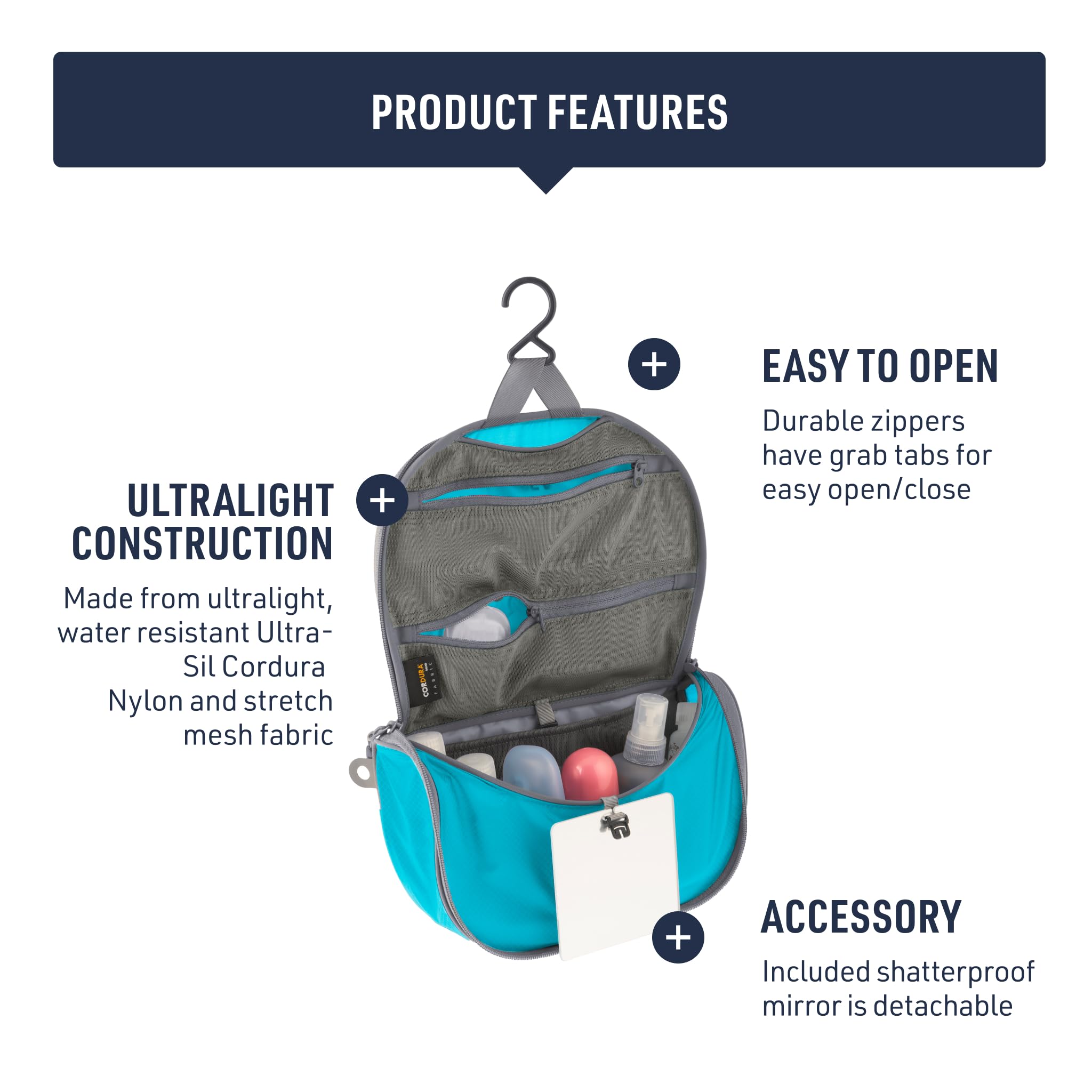 Sea to Summit Small Hanging Toiletry Bag, Extra Compact Travel Organizer for Minimalist Adventures, HighRise Grey - Image 5