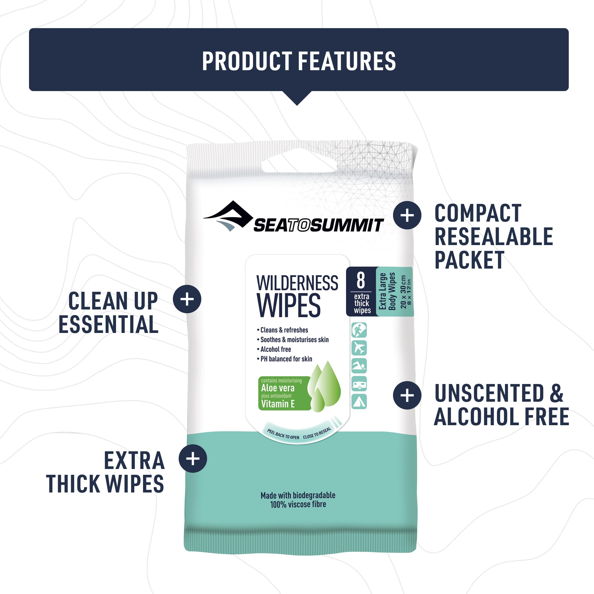 Sea to Summit XL Wilderness Wipes Rinse-Free Body Wipes, 2-Pack (8 Wipes per Pack) - Image 5