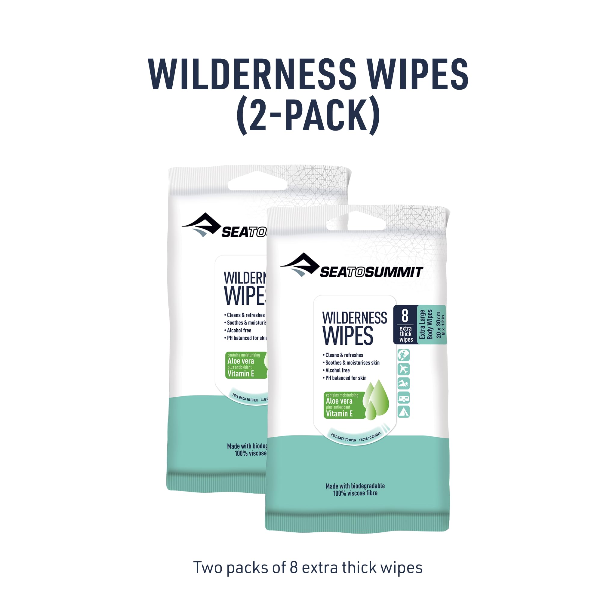 Sea to Summit XL Wilderness Wipes Rinse-Free Body Wipes, 2-Pack (8 Wipes per Pack) - Image 6